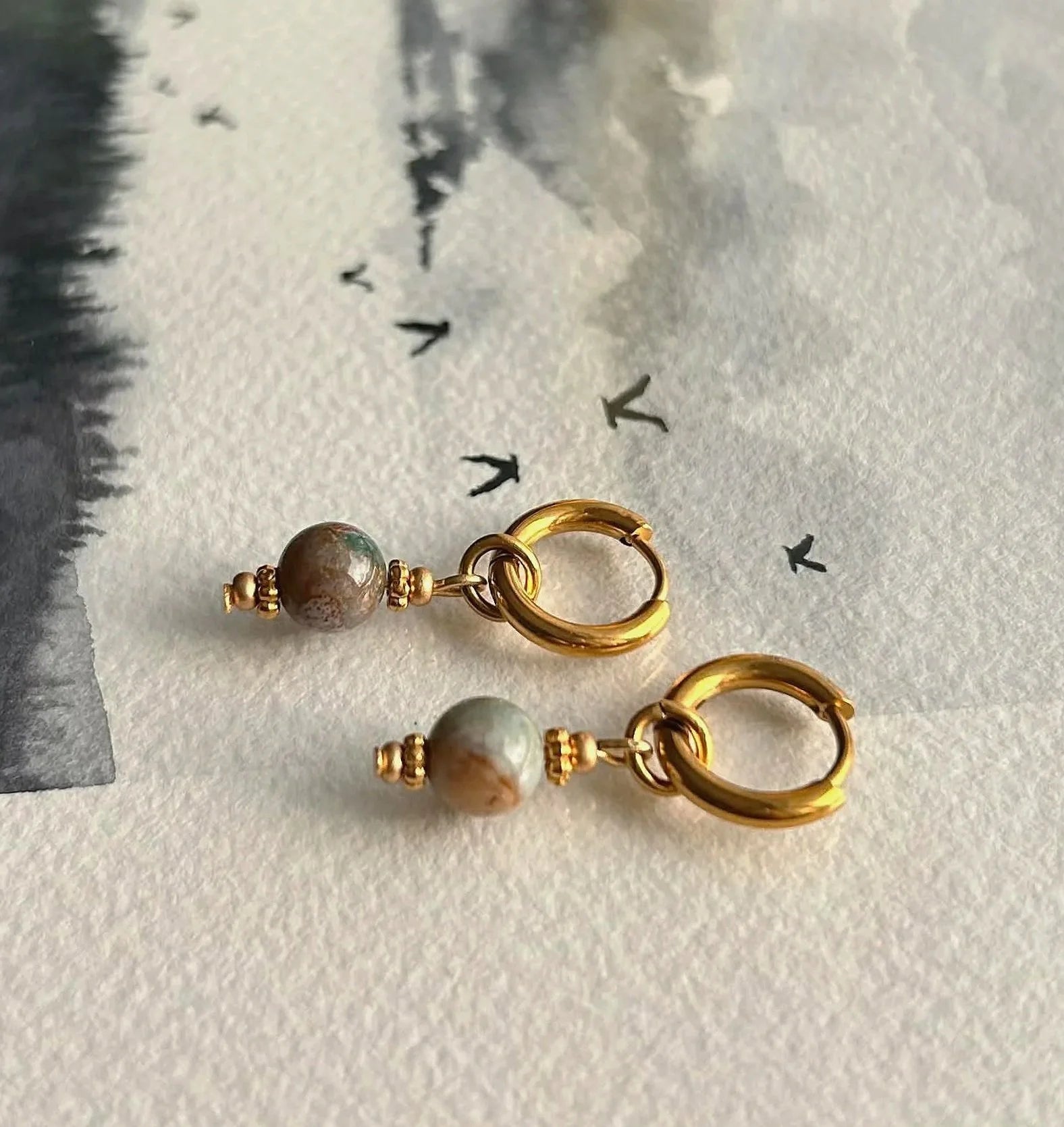 Boucles d'oreilles ◦ Anahata mini ◦ Agate indienne