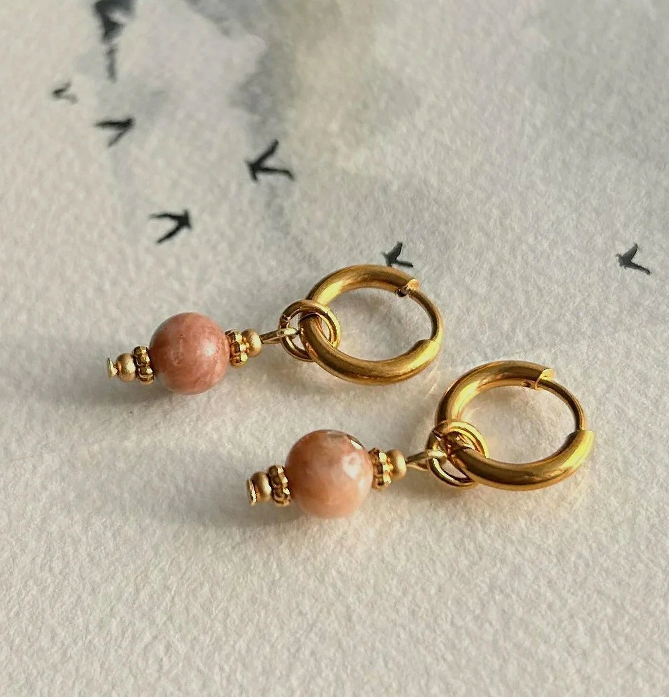 Boucles d'oreilles ◦ Anahata mini ◦  Jaspe cerise