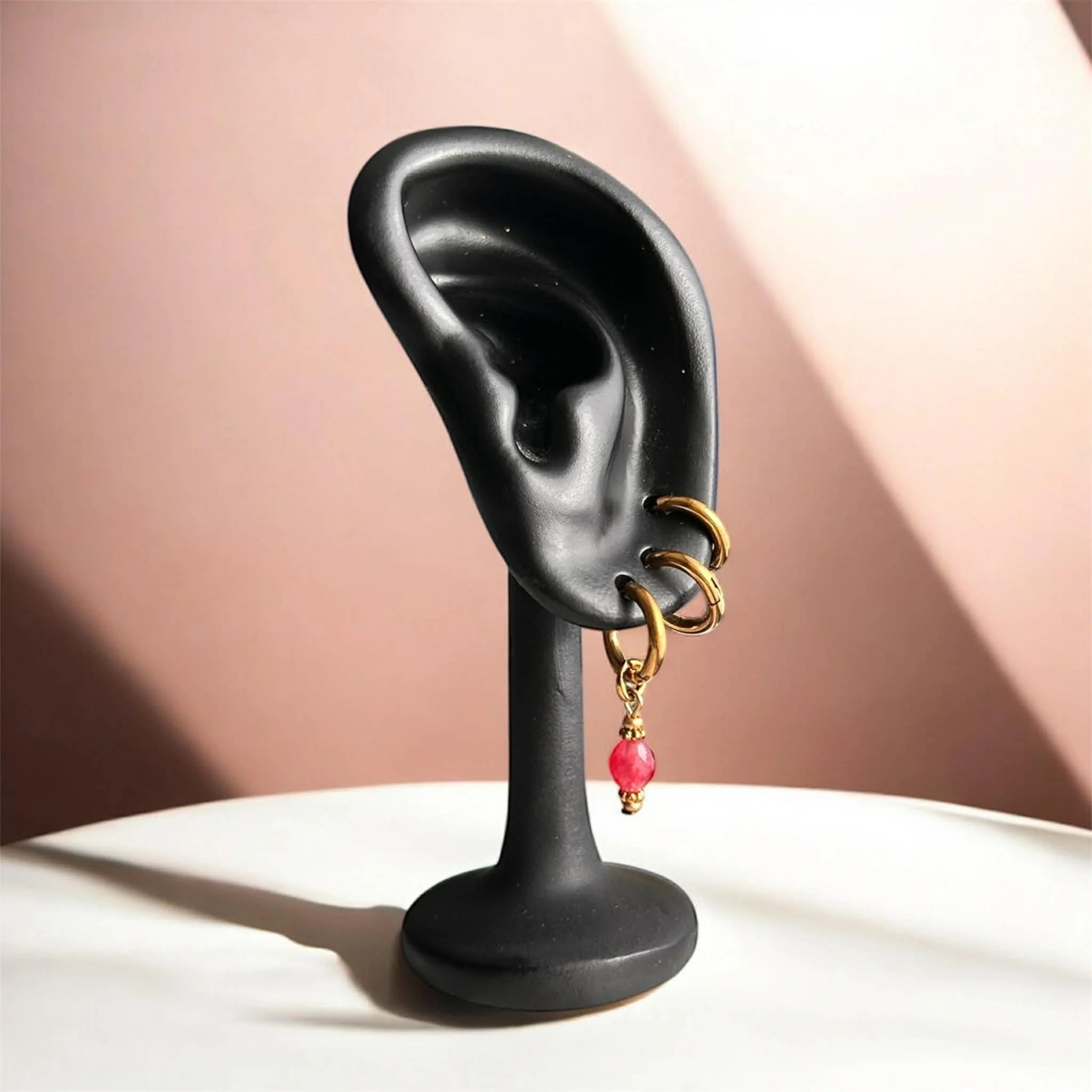 Boucles d'oreilles ◦ Anahata mini ◦ Quartz fraise