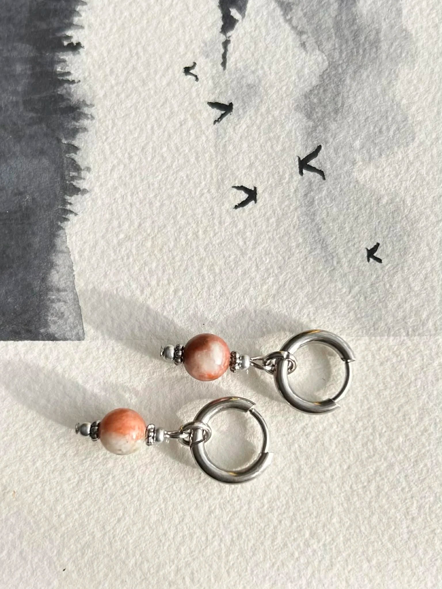 Boucles d'oreilles ◦ Anahata mini ◦  Jaspe cerise