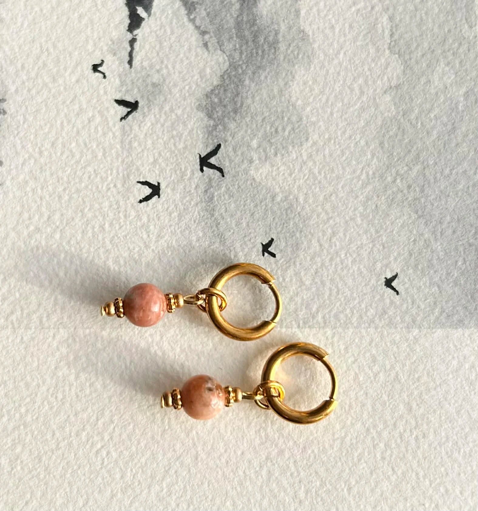 Boucles d'oreilles ◦ Anahata mini ◦  Jaspe cerise