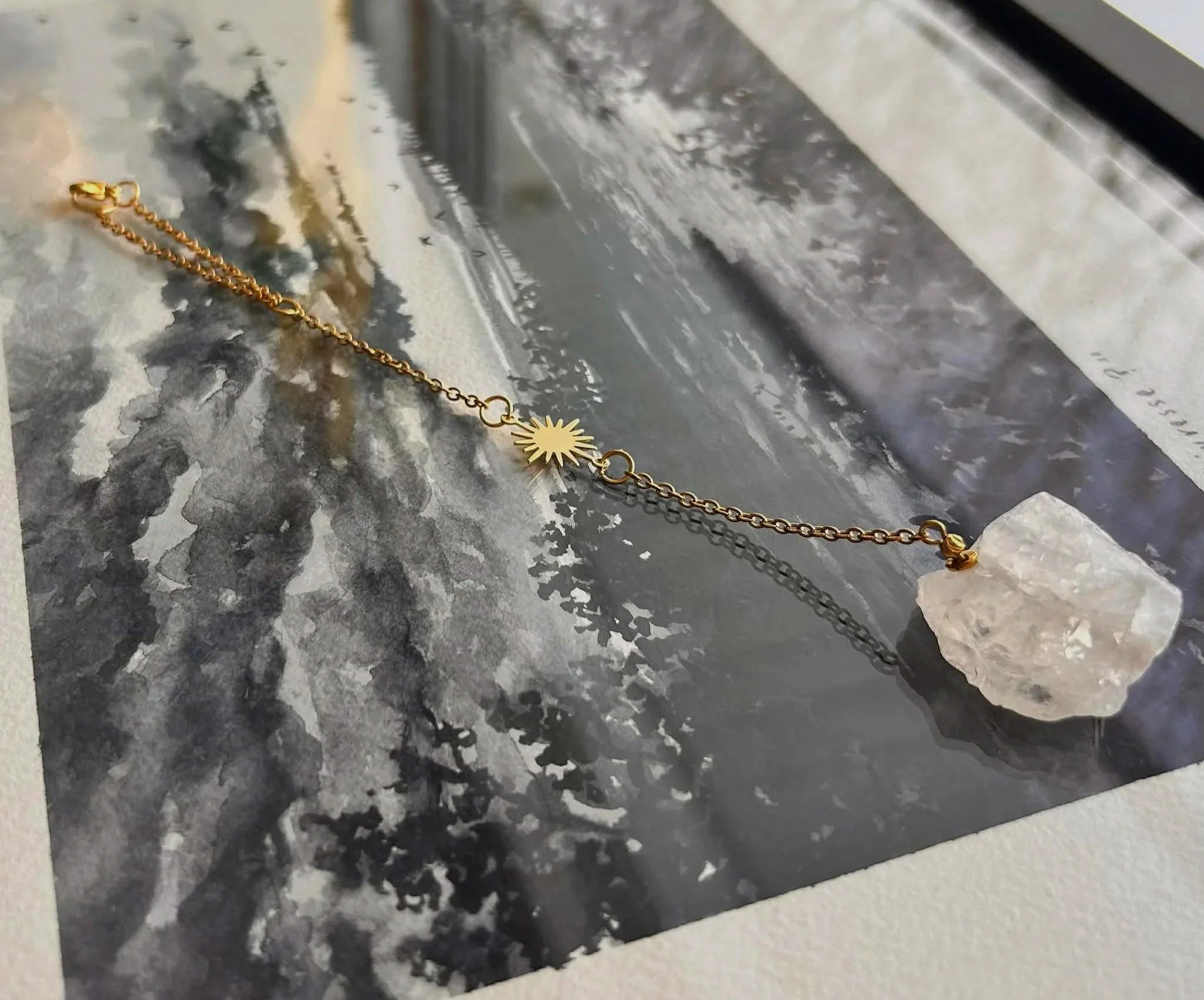 Pendentif de rétroviseur ◈ Quartz blanc