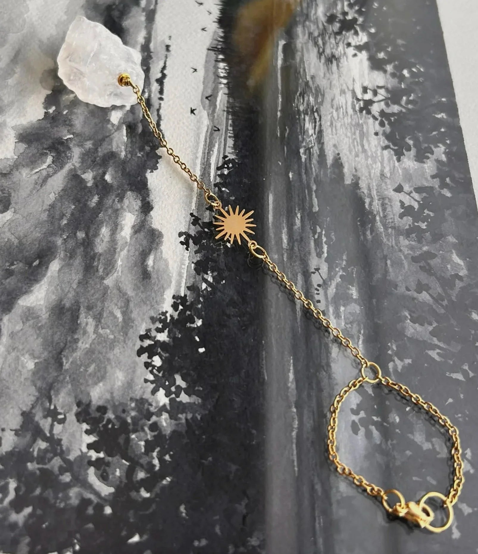 Pendentif de rétroviseur ◈ Quartz blanc