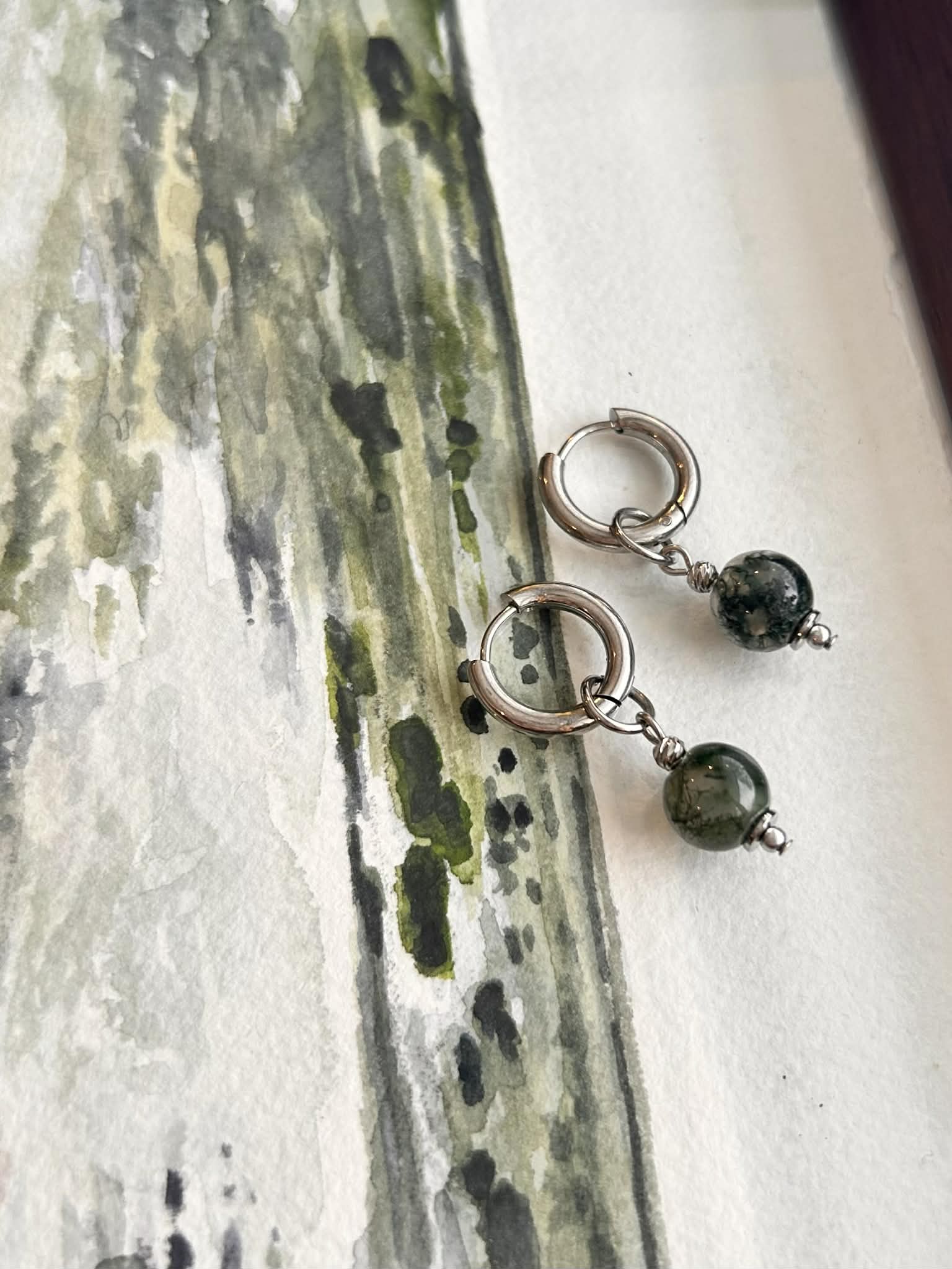Boucles d’oreilles ◦ Anahata ◦ Agate mousse