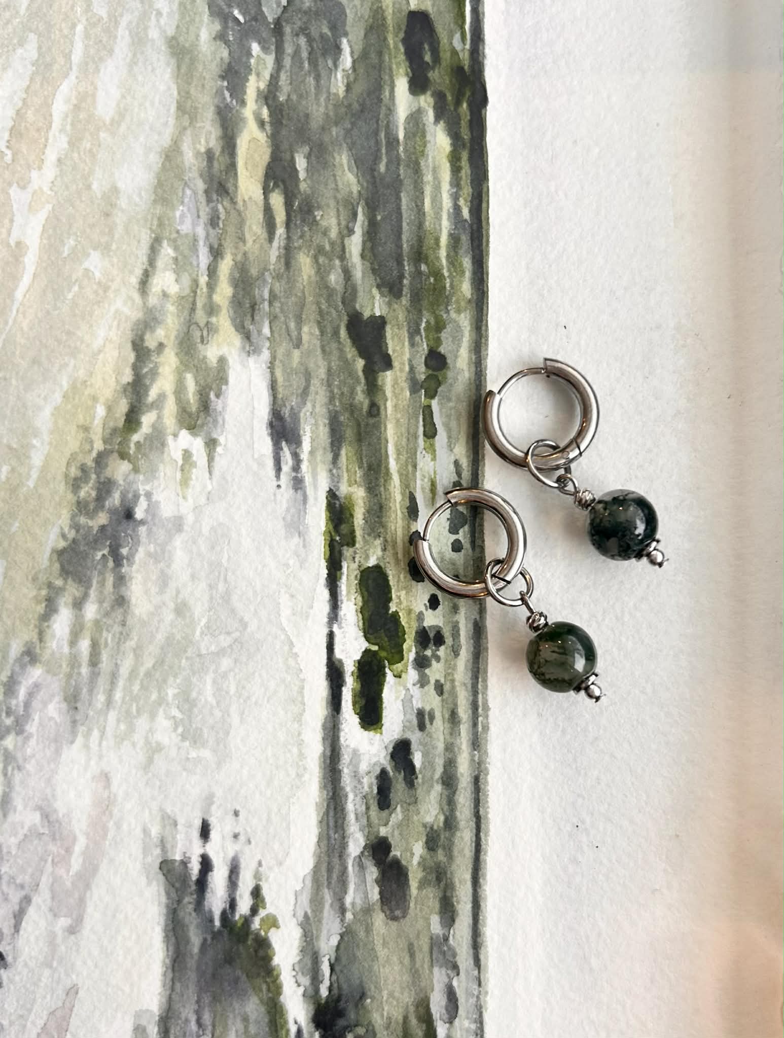 Boucles d’oreilles ◦ Anahata ◦ Agate mousse