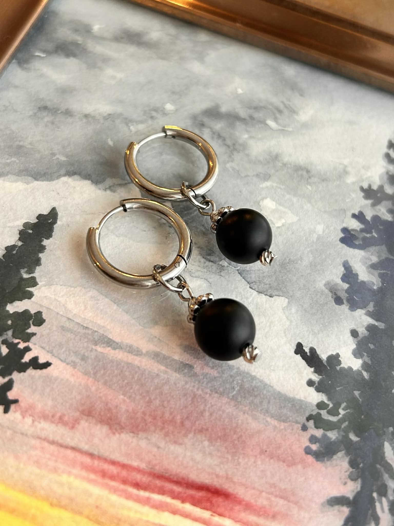 Boucles d'oreilles ◦ Muladhara ◦  Onyx noir